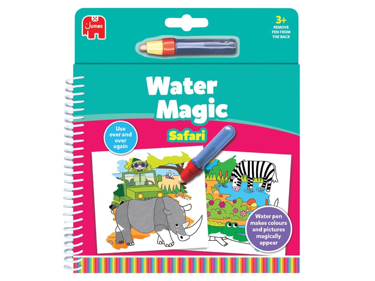 Jumbo Water Magic Safari: Vízfestő füzet és toll szórakoztató szafari témával.