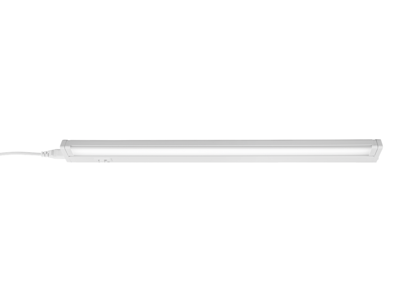 Livarno LED lámpa fehér kábellel, fekete háttér előtt.