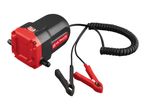 12V oil pump with battery clamps and coiled power cable