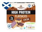 Crownfield high-protein Flapjacks, cocoa flavour.