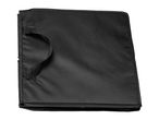 Folded black fabric storage box with a handle
