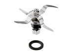 Blender blade assembly with four blades and a separate black rubber gasket.