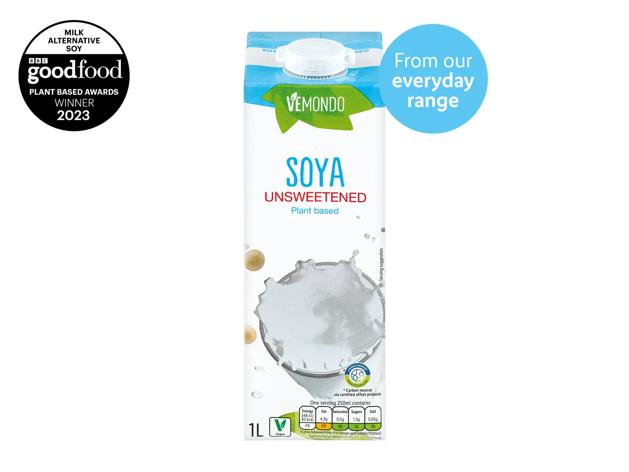 Go to full screen view: Vemondo Soya Drink Unsweetened - Image 1