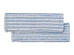 Two white and blue striped microfiber mop pads