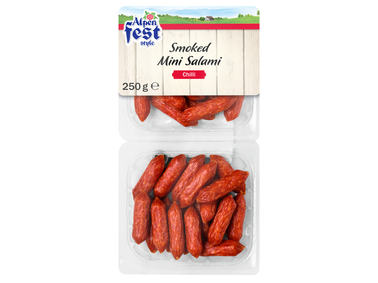 Alpen Fest kūpinātas mini salami, čili.