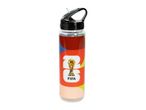 Clear water bottle with a colorful design featuring a golden trophy and the word 'FIFA'.