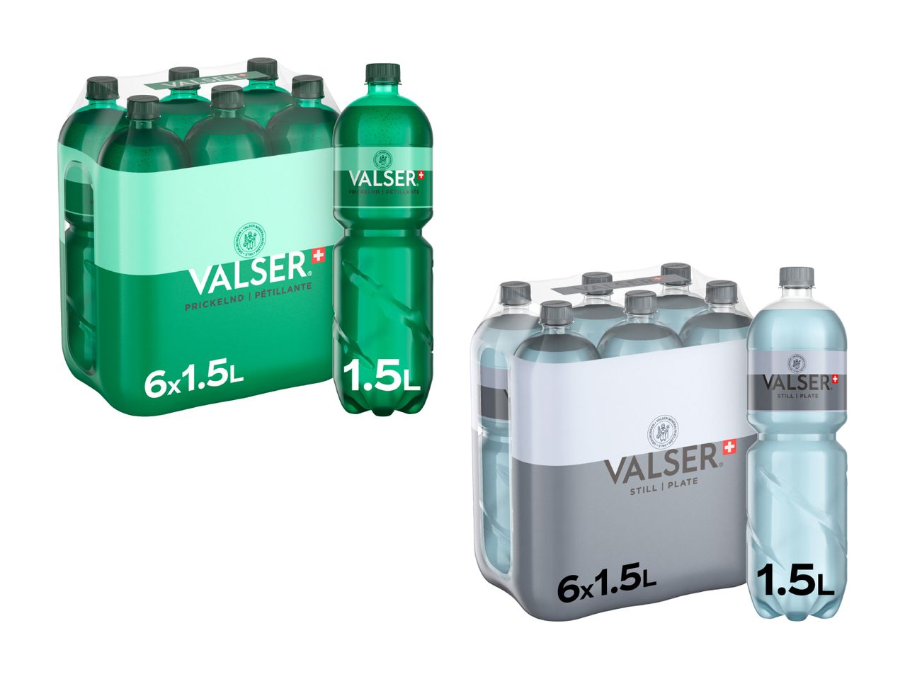 Valser Mineralwasser: Sprudel und still, 6 x 1,5 l.