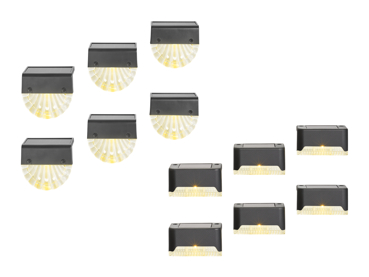Komplet solarnih LED luči za ograjo in stenske luči v obliki školjke.