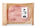 Zwagernan Slagers-Achterham: 125g plakken ham in papieren verpakking.