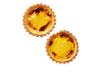 Dois pastéis de nata, doces portugueses de creme.
