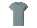 Plain light blue short-sleeved t-shirt with rolled-up sleeves and a round neck.