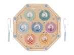 Wooden counting maze with numbers 1-7, colorful beads, and animal illustrations.