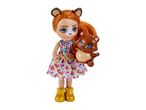 Enchantimals doll with fox ears and a brown bear plush toy.