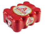 Cervejas Argus Original, pack de 12, em embalagem plástica vermelha.
