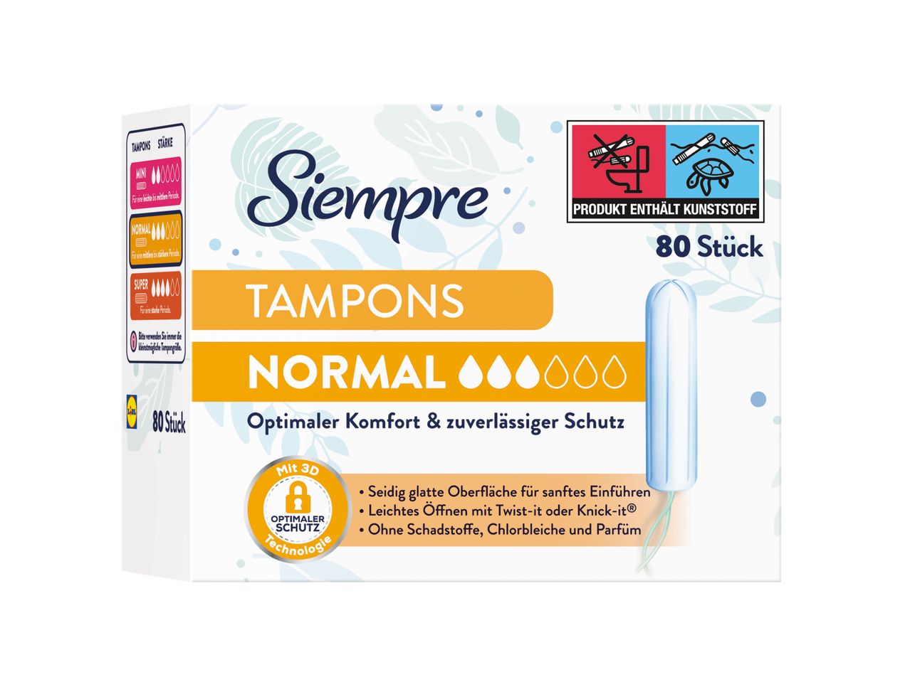 Siempre Tampons Normal, 16 Stück, Bio-Baumwolle.
