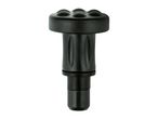 Black rubber walking stick ferrule with a textured grip and four-point base.