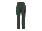 Calças de trabalho masculinas PARKSIDE® em verde escuro com bolsos e detalhes verdes.