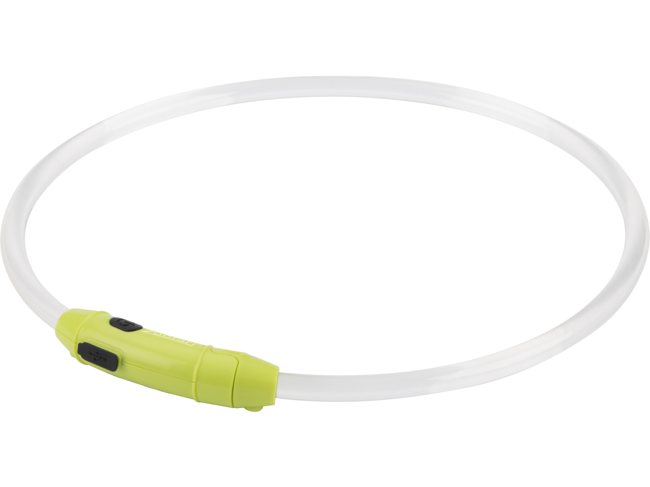 Spīdoša suņu kakla siksna neona zaļā un baltā krāsā