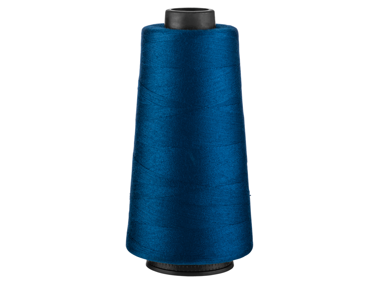 Crelando® Overlock-sytråd: Sinine niit mustal taustal.