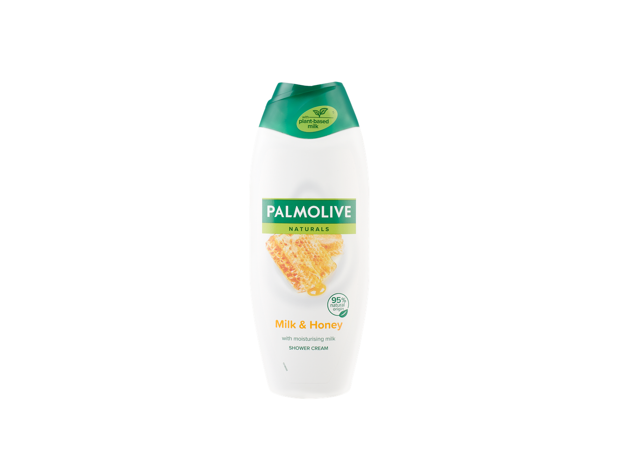 Palmolive Naturals dušo kremas „Pienas ir medus“ su augaliniu pienu.
