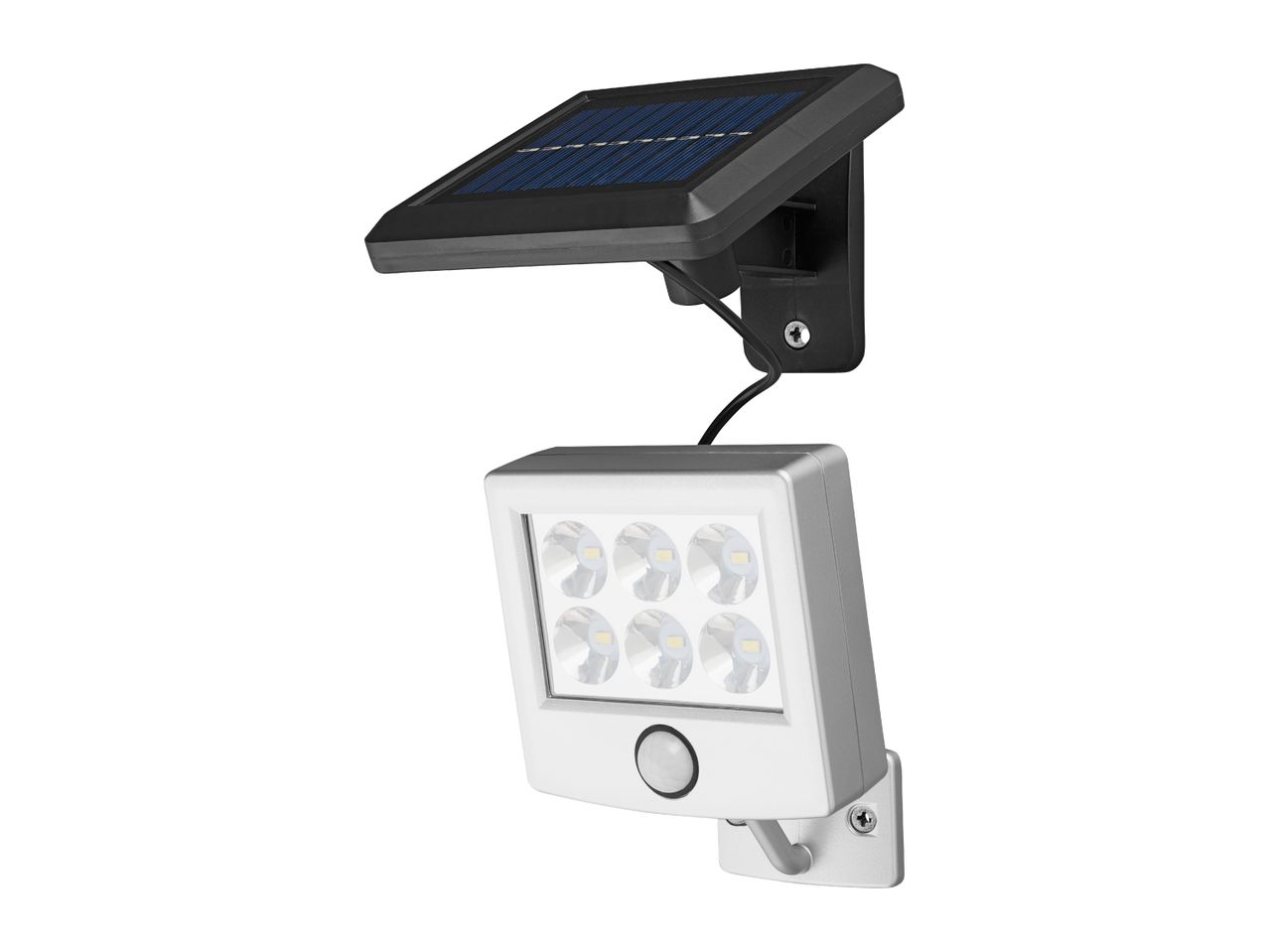 Solar-powered LED wall light with motion sensor and separate solar panel