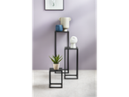 Livarno Home 3-teiliges schwarzes Deko-Ständer-Set mit Vasen und Pflanze.