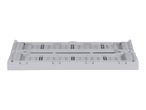 Folded gray plastic storage crate