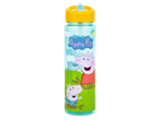 Peppa Pig-themed children's water bottle with a straw.