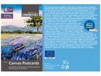 6 płóciennych pocztówek do farb akrylowych, olejnych i temperowych; wydruk na odwrocie.