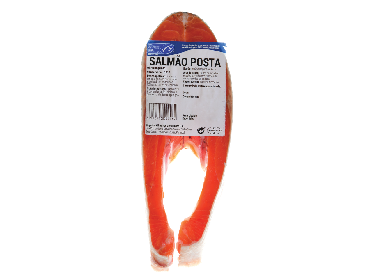 Filetes de salmão congelados.