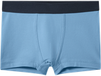 Lichtblauwe herenboxershort met zwarte elastische tailleband.