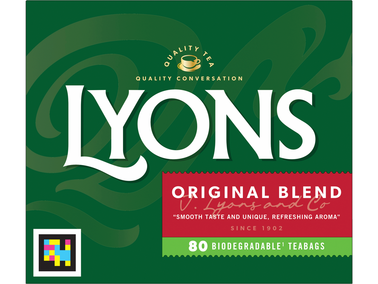 80 Lyons Original Blend biodegradable teabags.