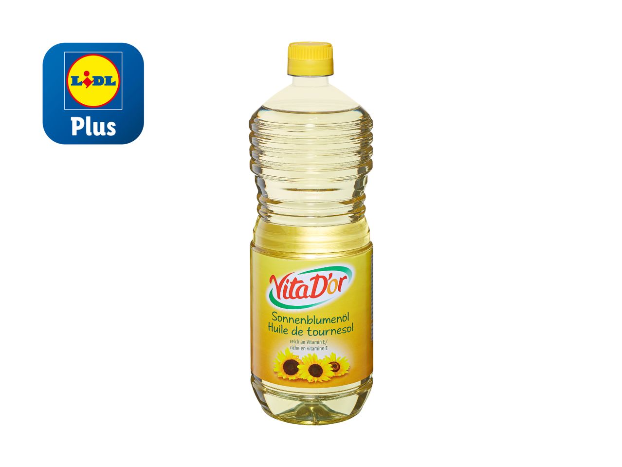 Lidl Plus Sonnenblumenöl VitaDór Flasche.