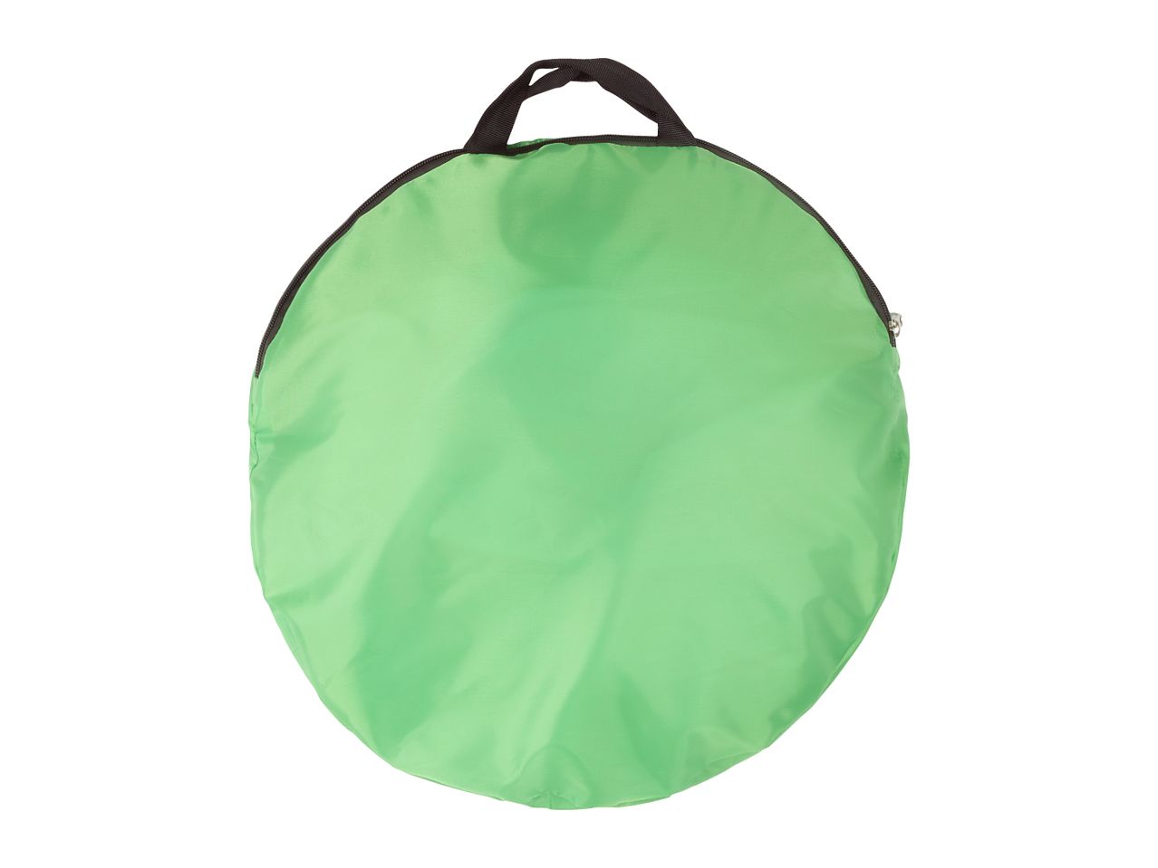 Green foldable pop-up background with black trim and handle