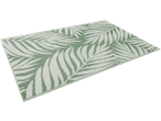 Tapete de exterior com padrão de folhas de palmeira verdes e brancas