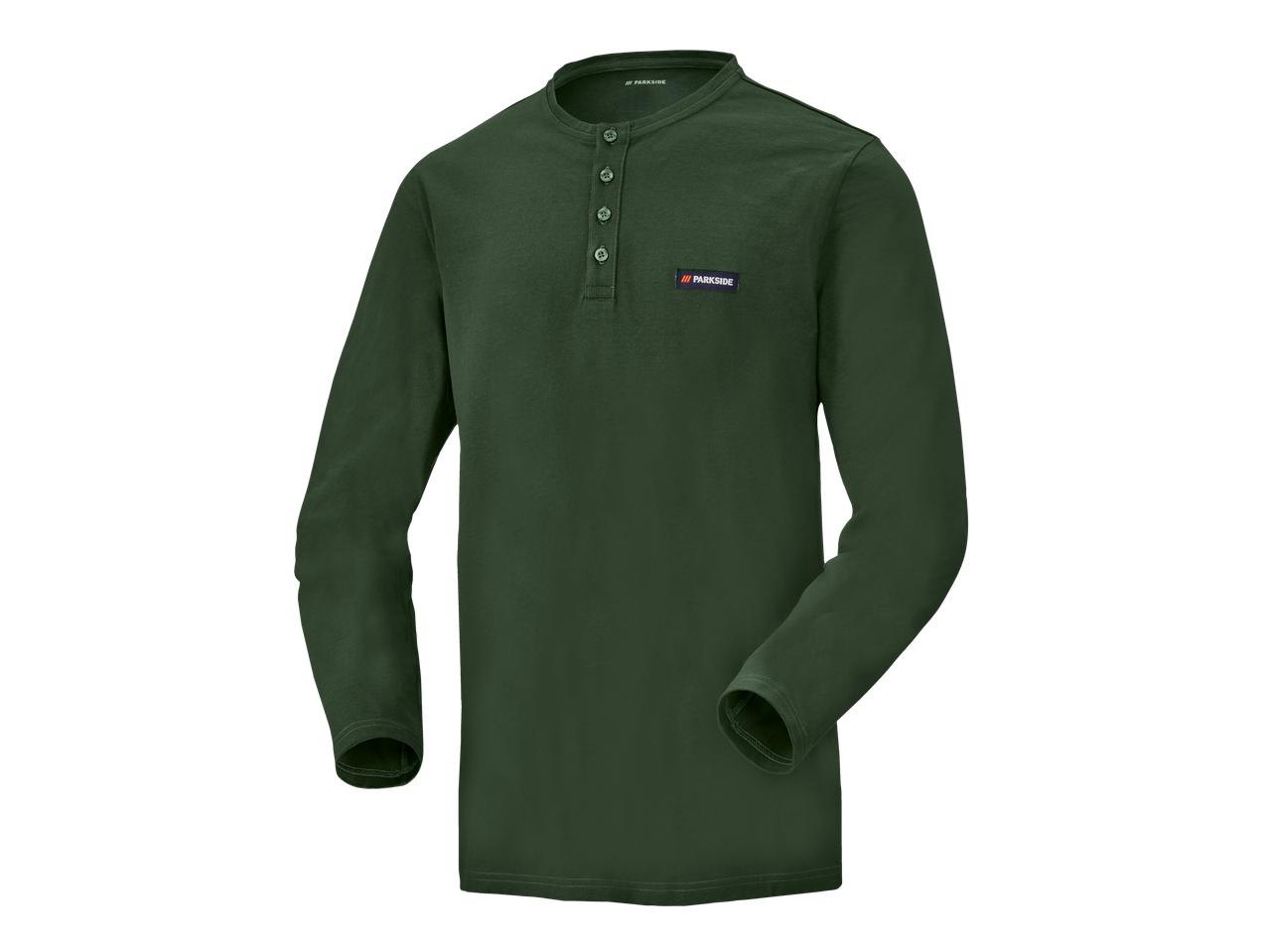 Temno zelena Henley majica z dolgimi rokavi in logotipom Parkside