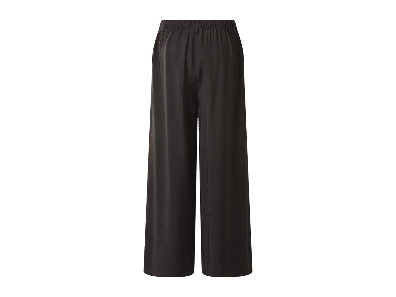 Black wide-leg trousers with an elasticated waist.