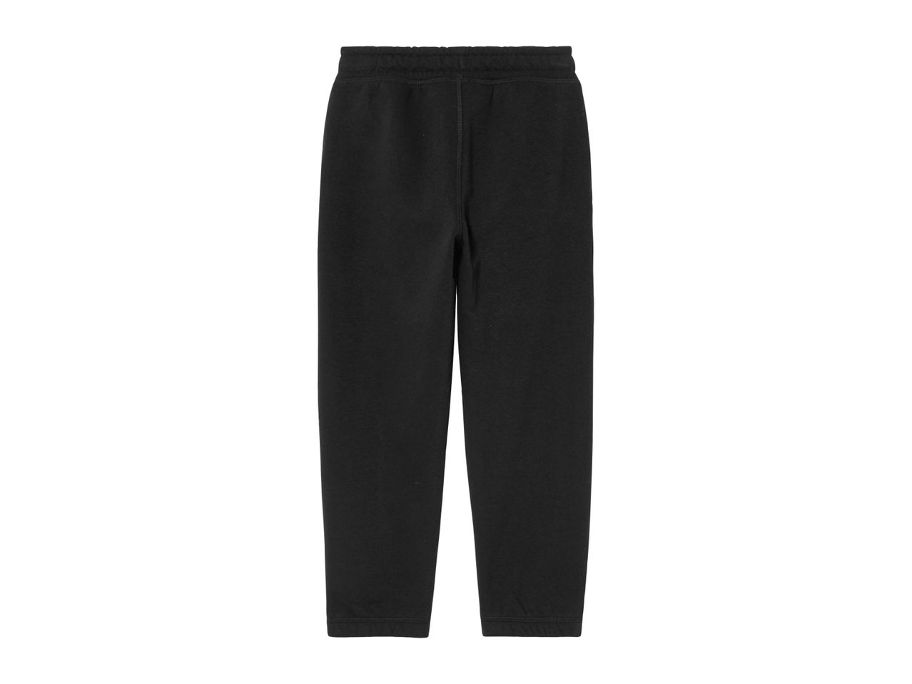 Black sweatpants with elastic waistband.