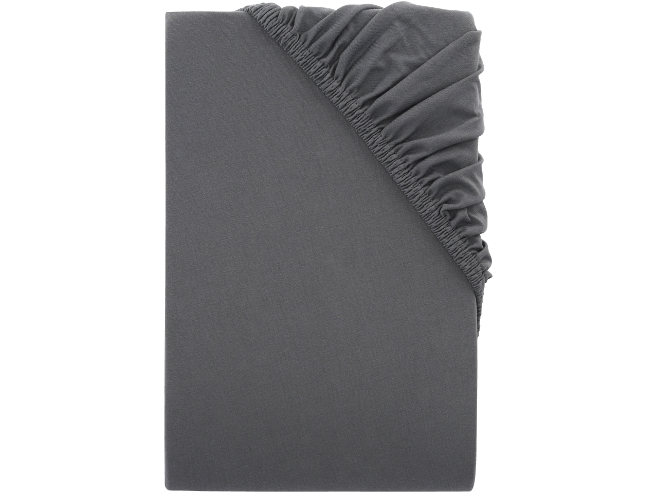 Cearșaf de pat gri din jerseu, pliat, cu elastic