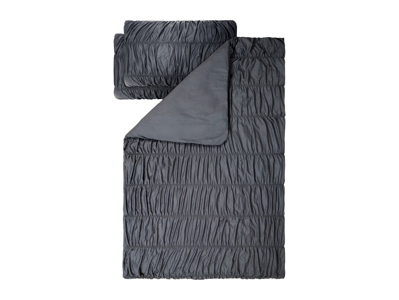 Dark grey ruched single bedding set with a matching pillowcase
