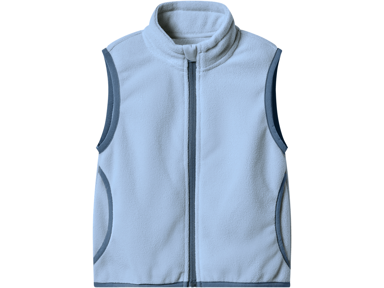 Gaiši zila lupilu® flīsa veste ar rāvējslēdzēju un tumši ziliem akcentiem.