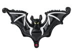 Ballon chauve-souris noir avec des yeux jaunes et des marques blanches, pour Halloween.