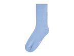 Light blue ribbed crew sock with a small white size marking on the sole
