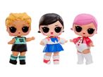Three LOL Surprise! dolls in different outfits.