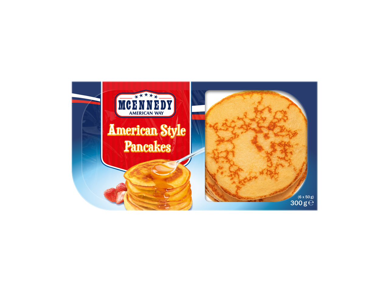 Paquet de pancakes à l'américaine avec sirop et fraises, 300g