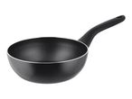 Black non-stick wok pan with a long handle