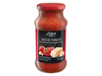 Bocal de sauce tomate raffinée aux saveurs italiennes, avec tomates cerises et fromages.