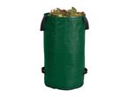 Green garden waste bag filled with autumn leaves