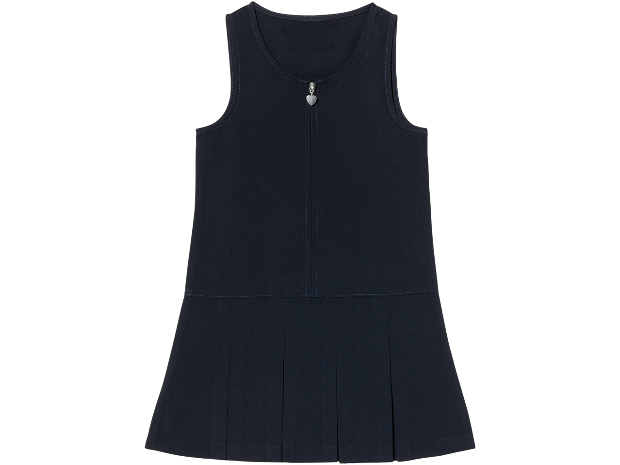 Dark blue girls' dress with zipper.