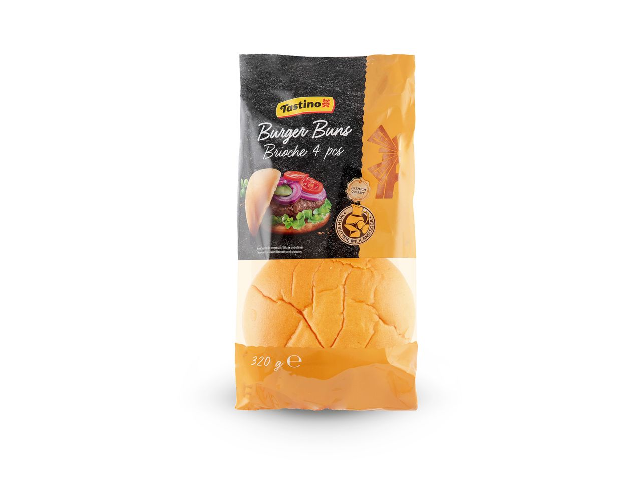 Pakiranje Tastino brioche peciva za burgere, 4 komada, 320 g.